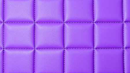 The surface texture of the artificial leather is lilac, the surface is stitched in the form of diamonds, squares, rectangles. Eco-leather in a kilt.の素材
