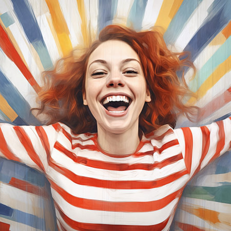 Portrait of a surprised, shocked woman who opened her mouth in surpriseの素材