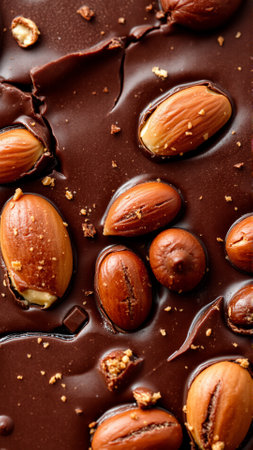 Texture of dark chocolate with nutsの素材