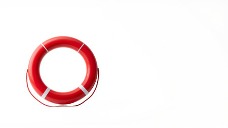 Red lifebuoy on white isolated backgroundの素材