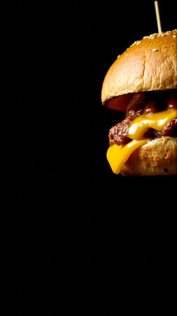 Great burger on a dark isolated phoneの素材
