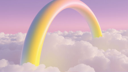 Bright rainbow and pink cloudsの素材