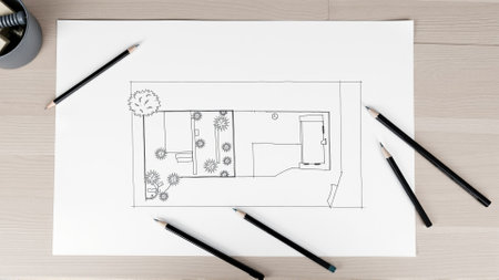 Drawing of the project of landscape design, improvement of the communal area, the territory of a country houseの素材