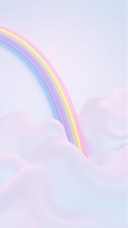 Bright rainbow and pink cloudsの素材