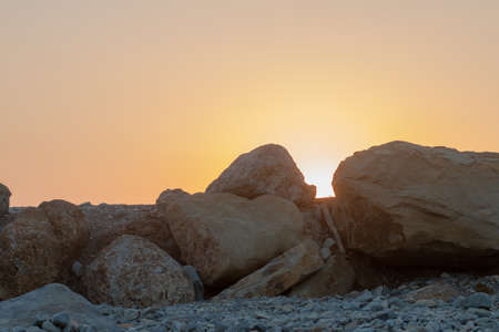 beautiful sunset on a river sideの写真素材