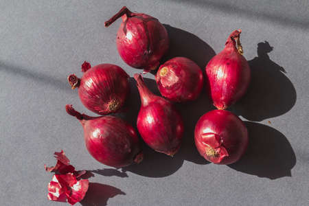 group of organic red onion