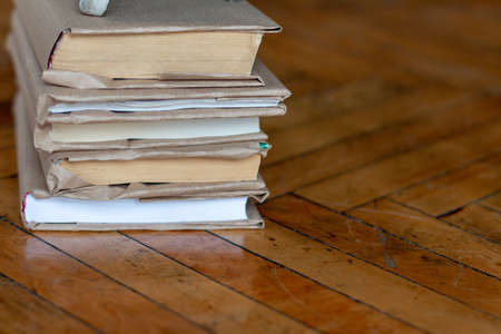 stack of vintage booksの写真素材