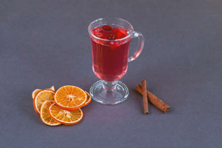 Mulled wine cinnamon stick and orange slices
