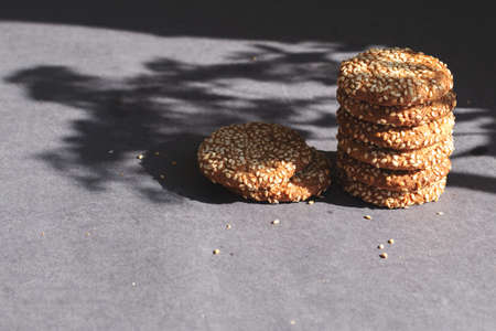 homemade ginger coockie with sesameの写真素材