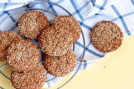 homemade ginger coockie with sesame
