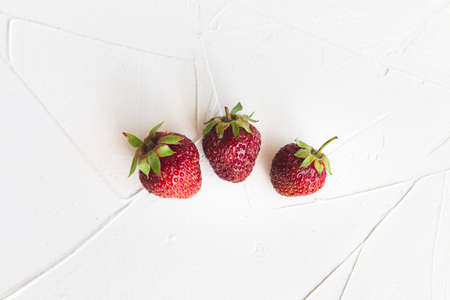 Delicious strawberries from a country side garden. Healthy food, vitamins and nutrition. Seasonal food. Horizontal orientationの写真素材