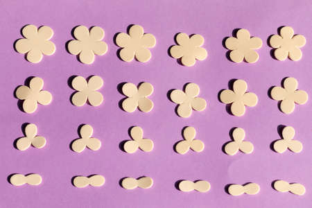 Paper repeating flower pattern, template for greeting card with space for textの写真素材