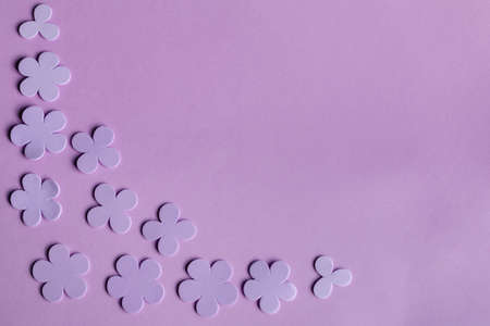 Paper repeating flower pattern, template for greeting card with space for textの写真素材