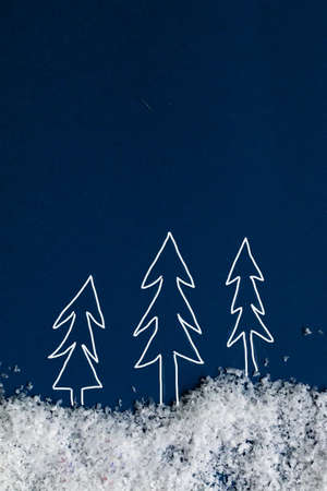 Christmas decoration, template for greeting card with space for text, blue backgroundの写真素材