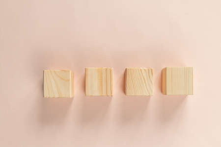 Wooden cubes pyramid, template for greeting card