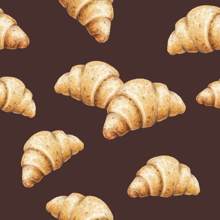 food sketch delicious beautiful desserts and pastries pattern with soft ruddy croissant French pastries marker drawing 3の写真素材