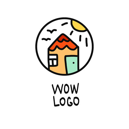 Tiny house colorful logo illustrationのイラスト素材