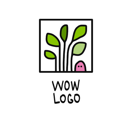 Worm and plant logo illustrationのイラスト素材