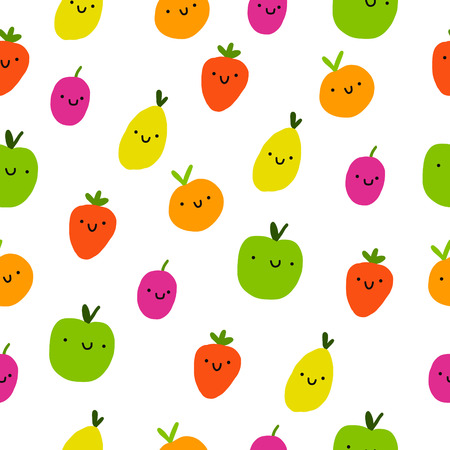 Cute fruits seamless patternのイラスト素材