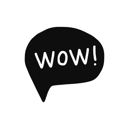 Wow exressive word in black frame on white fontのイラスト素材