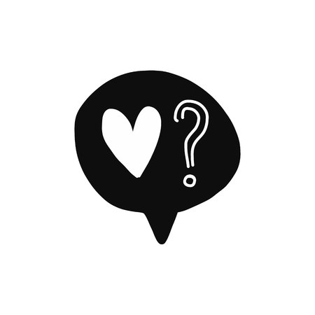 Is this love speech bubble black and white handdrawn on white fontのイラスト素材