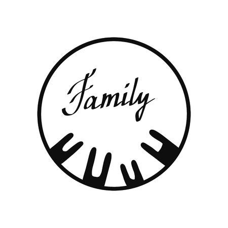 Family round black and white logo hand drawnのイラスト素材