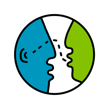 Dialogue logo logotype for psychology psychotherapy consulting speech talking meeting conversation between twoの写真素材