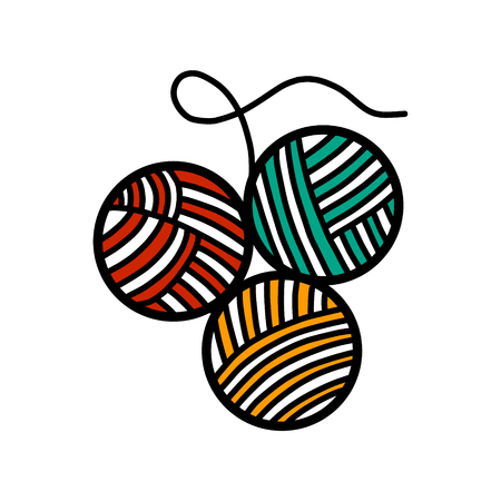 Ball of yarn wool hand drawn logotype for yarning project courses master classes tutorials video study teaching and learning knittingのイラスト素材