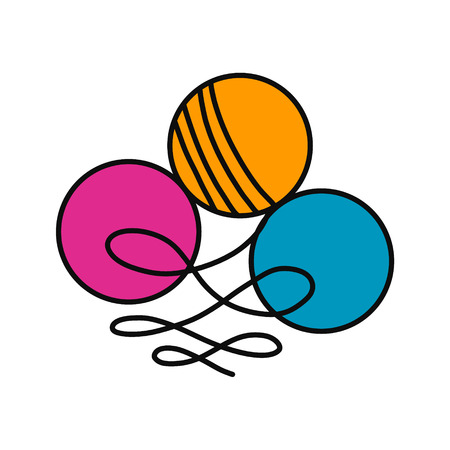 Ball of yarn wool hand drawn logotype for yarning project courses master classes tutorials video study teaching and learning knittingのイラスト素材