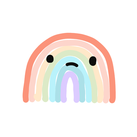 Sad to be a rainbow hand drawn illustration with unhappy rainbow pastel colors for prints posters t shirts banners presentation kidsのイラスト素材