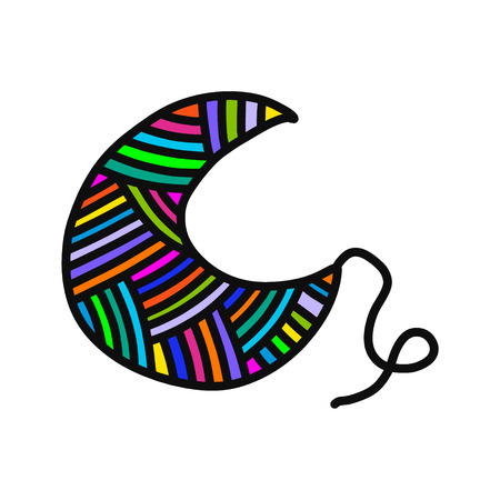 Knitted moon yarn wool hand drawn illustration for prints posters t shirts background knitting courses and master classesの写真素材