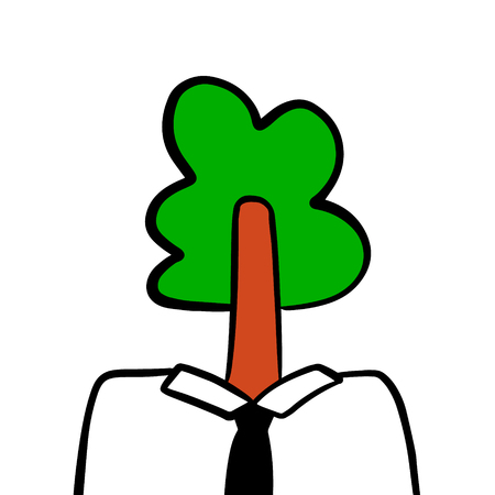 Tree businessman hand drawn illustration manager plant head cartoon minimalismのイラスト素材