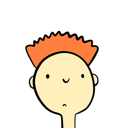 Happy smiling kid portrait hand drawn illustration red hair cutのイラスト素材