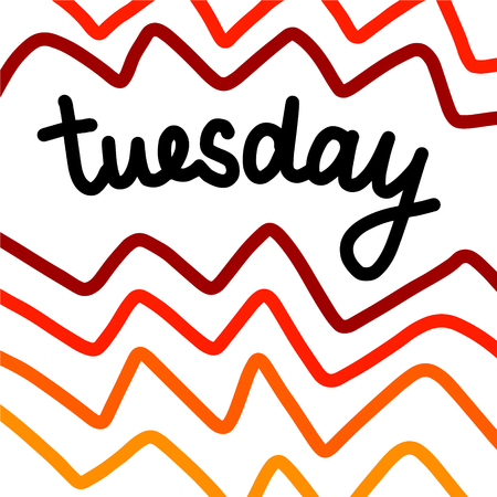 Tuesday hand drawn colorful illustration in abstract style minimalismのイラスト素材