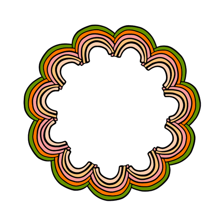 Abstract mandala with pastel spripes elements hand drawn wreath cartoon minimalismのイラスト素材