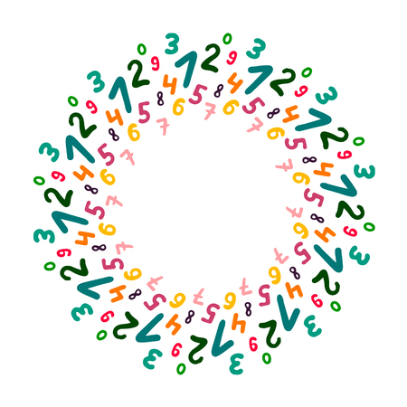 Numbers colorful wreath mandala hand drawn illustration cartoon minimalismのイラスト素材