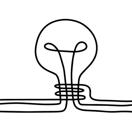 One line hand drawn light bulb black and white contour style minimalismのイラスト素材