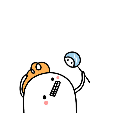 Cute marshmallow and mirror hand drawn illustration cartoon minimalismの写真素材