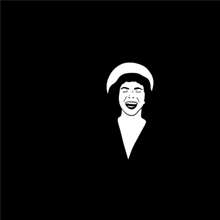 Laughing women hand drawn illustration black and white contourのイラスト素材