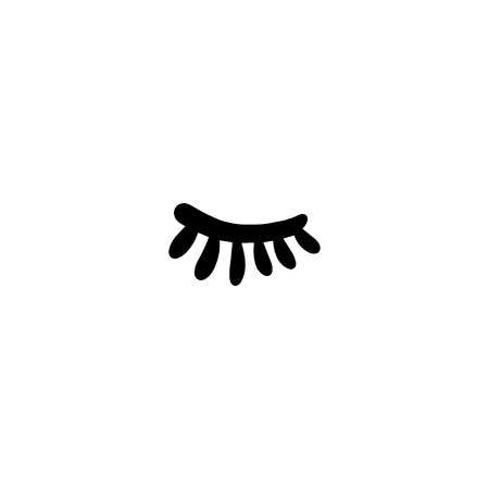 Closed eye with lashes hand drawn illustration icon in cartoon styleのイラスト素材