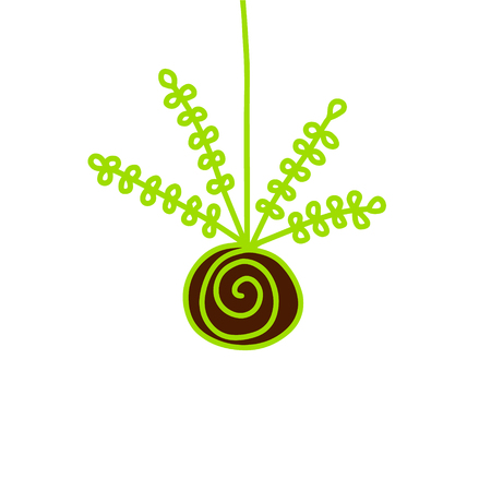 Green plant succulent kokedama hand drawn illustrationのイラスト素材