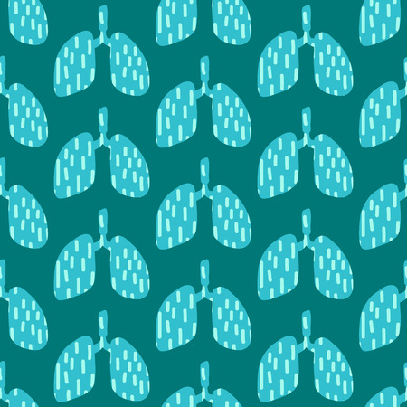 Lungs blue and turquoise hand drawn seamless pattern in cartoon style minimalismのイラスト素材