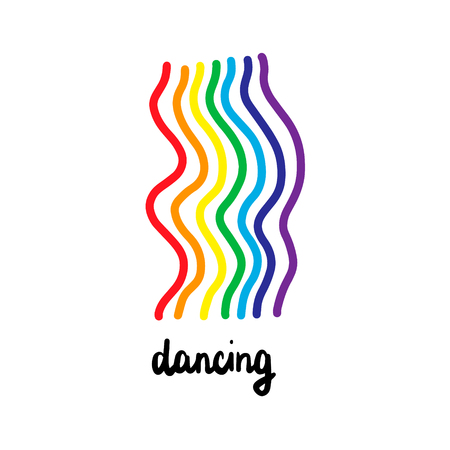 Dancing hand drawn illustration with cute rainbow activity. Carton sryle minimalism colorfulのイラスト素材