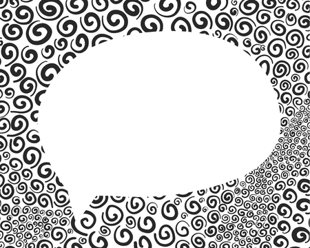 Balck and white spiral background textured and speech bubble in cartoon style. Vectorのイラスト素材