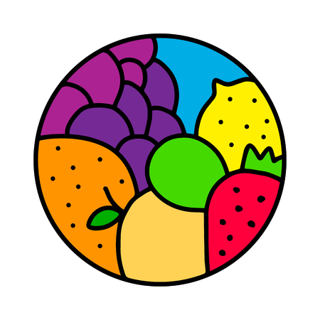 Vegetables and fruits hand drawn  for prints posters t shirts branding fruit store bar vegan restaurant drinks cocktailsのイラスト素材