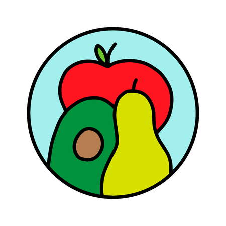 Vegetables and fruits hand drawn for prints posters t shirts branding fruit store bar vegan restaurant drinks cocktailsのイラスト素材