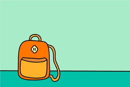 Back to school backpack for student hand drawn vector illustration in castoon styleのイラスト素材