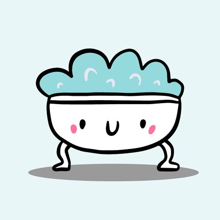 Smiling bath with foam kawaii style hand drawn vector illustration in cartoon style minimalismのイラスト素材