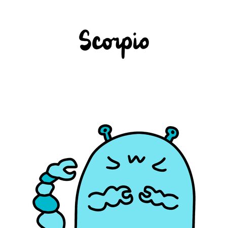 Scorpio hand drawn vector illustration in cartoon comic stlye wild creature poison zodiac signのイラスト素材
