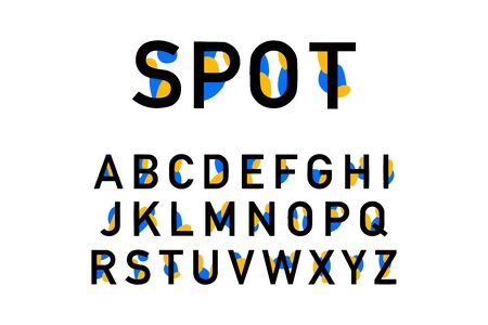 Spot hand drawn vector colorful type font in cartoon creative style orange blueのイラスト素材